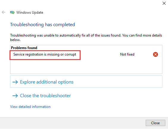 Отсутствует регистрация службы обновления Windows - устранение неполадок